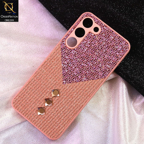 Samsung Galaxy S23 Cover - Pink - Luxury 3D Woven Pattern Shiny Soft Case With Camera Protection