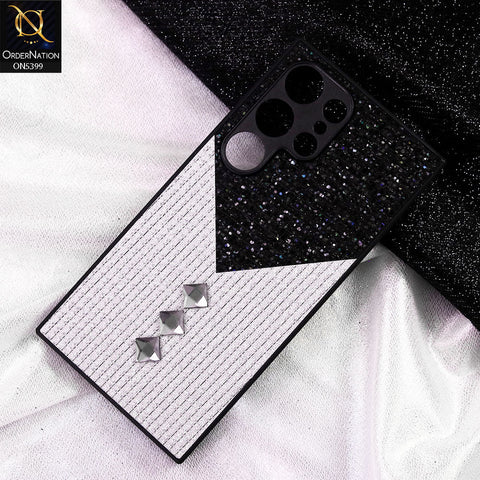 Samsung Galaxy S23 Ultra Cover - Black - Luxury 3D Woven Pattern Shiny Soft Case With Camera Protection