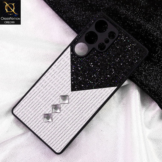 Samsung Galaxy S25 Ultra Cover - Black - Luxury 3D Woven Pattern Shiny Soft Case With Camera Protection