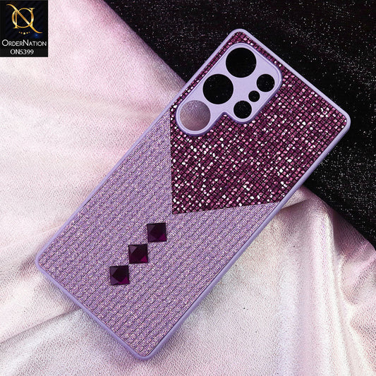 Samsung Galaxy S25 Ultra Cover - Purple - Luxury 3D Woven Pattern Shiny Soft Case With Camera Protection