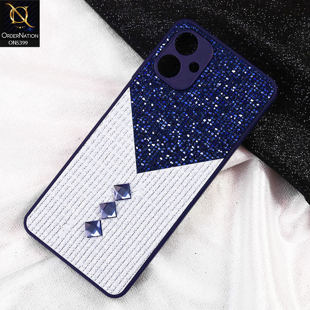 Samsung Galaxy A06 Cover - Blue - Luxury 3D Woven Pattern Shiny Soft Case With Camera Protection