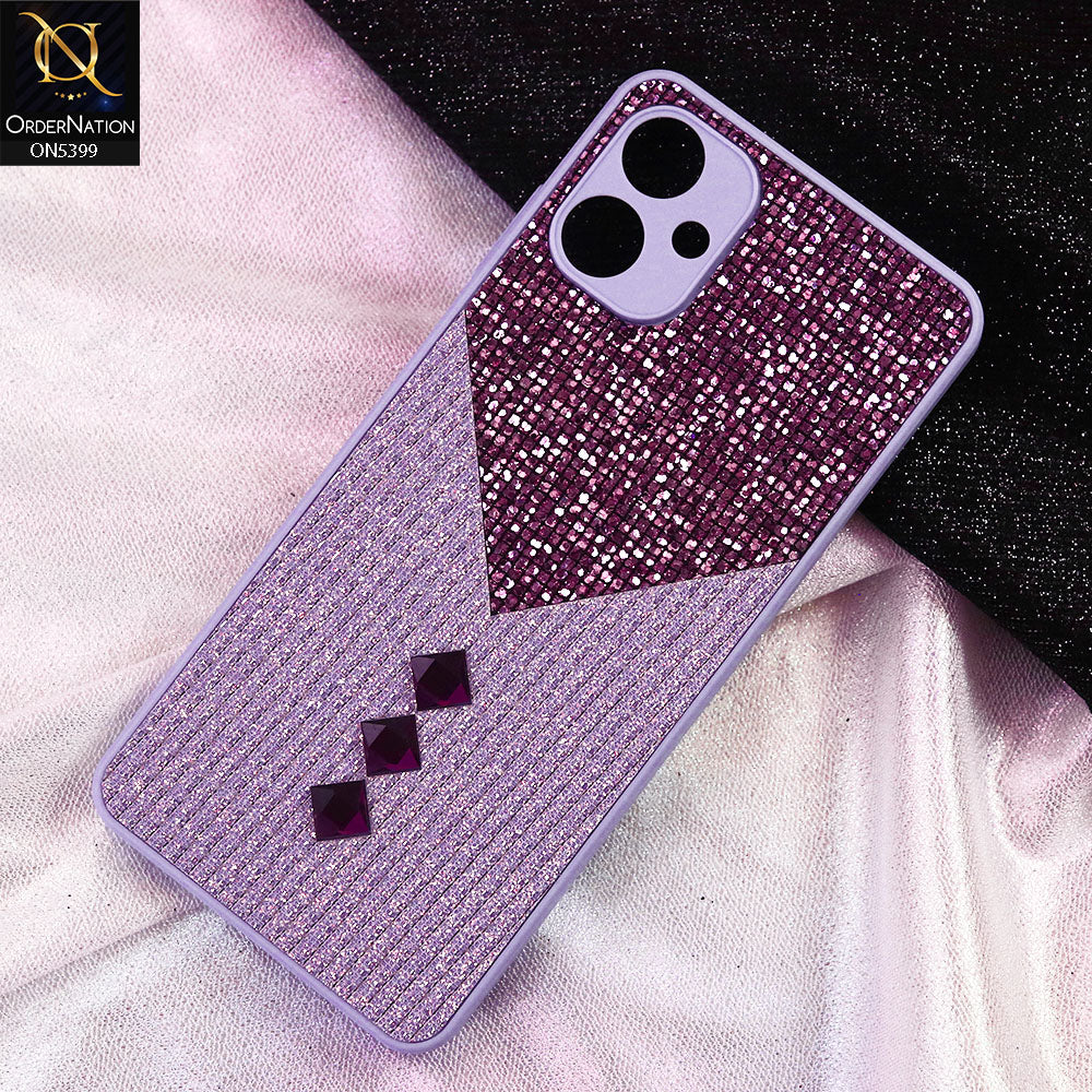 Samsung Galaxy A06 Cover - Purple - Luxury 3D Woven Pattern Shiny Soft Case With Camera Protection