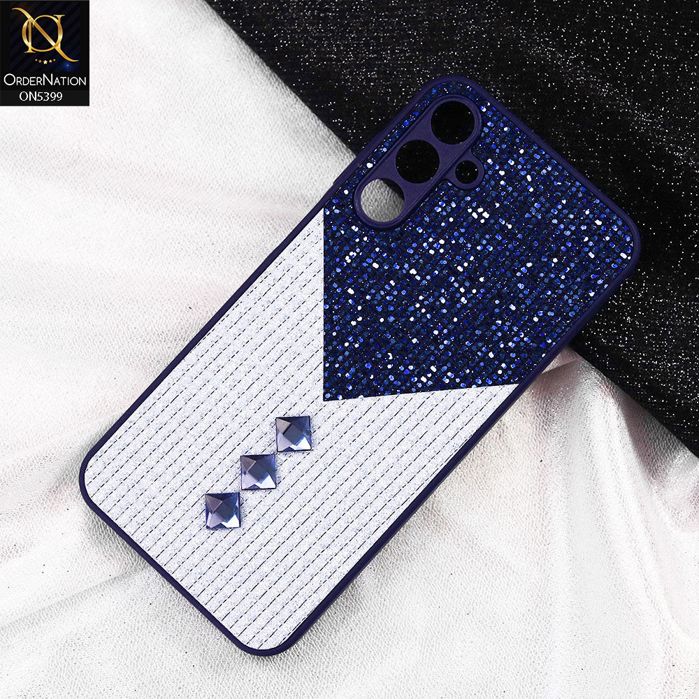 Samsung Galaxy A55 Cover - Blue - Luxury 3D Woven Pattern Shiny Soft Case With Camera Protection