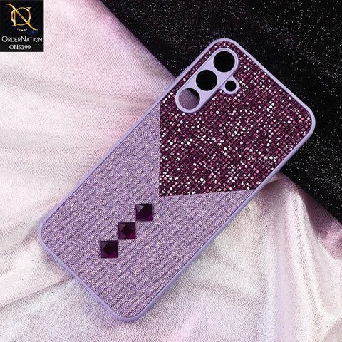 Samsung Galaxy A35 Cover - Purple - Luxury 3D Woven Pattern Shiny Soft Case With Camera Protection