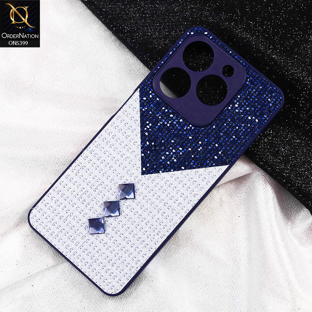 Infinix Smart 8 HD Cover - Blue - Luxury 3D Woven Pattern Shiny Soft Case With Camera Protection