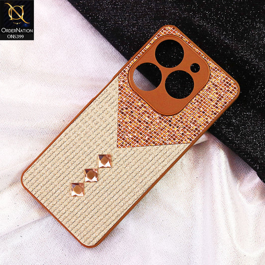 Infinix Smart 8 Pro Cover - Brown - Luxury 3D Woven Pattern Shiny Soft Case With Camera Protection