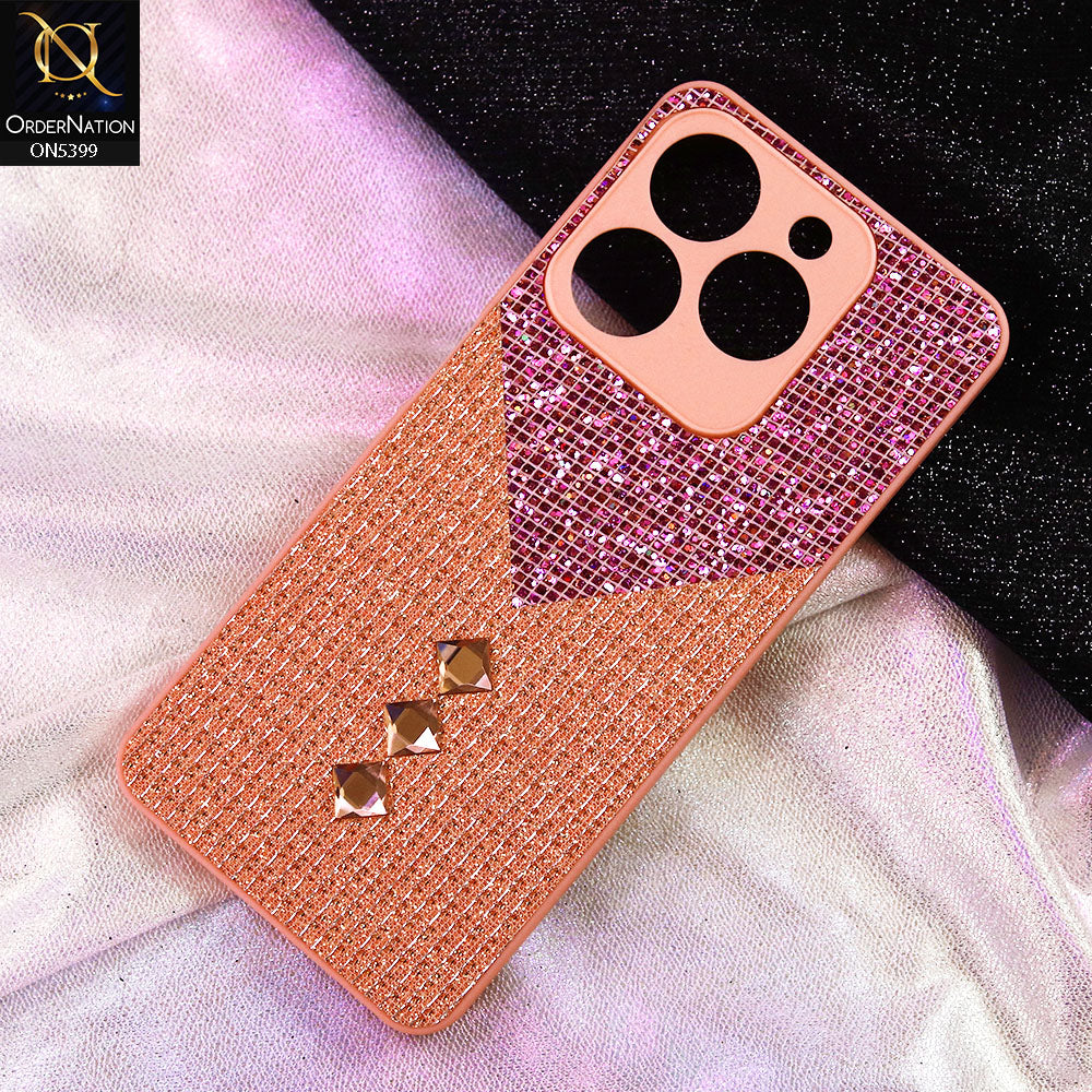 Itel P55 4G Cover - Pink - Luxury 3D Woven Pattern Shiny Soft Case With Camera Protection