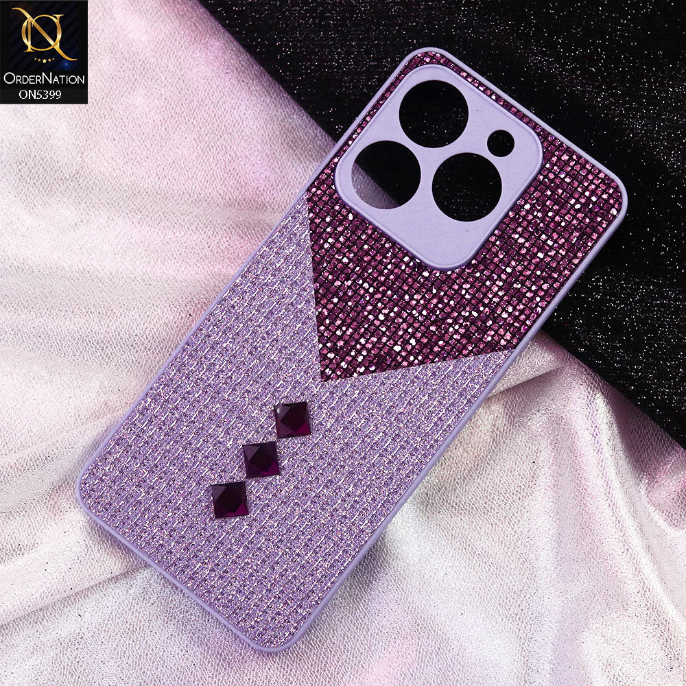 Tecno Pop 8 Cover - Purple - Luxury 3D Woven Pattern Shiny Soft Case With Camera Protection