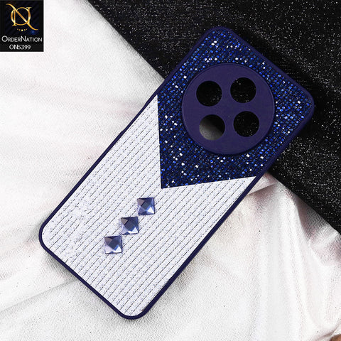Tecno Spark 30C 4G Cover - Blue - Luxury 3D Woven Pattern Shiny Soft Case With Camera Protection