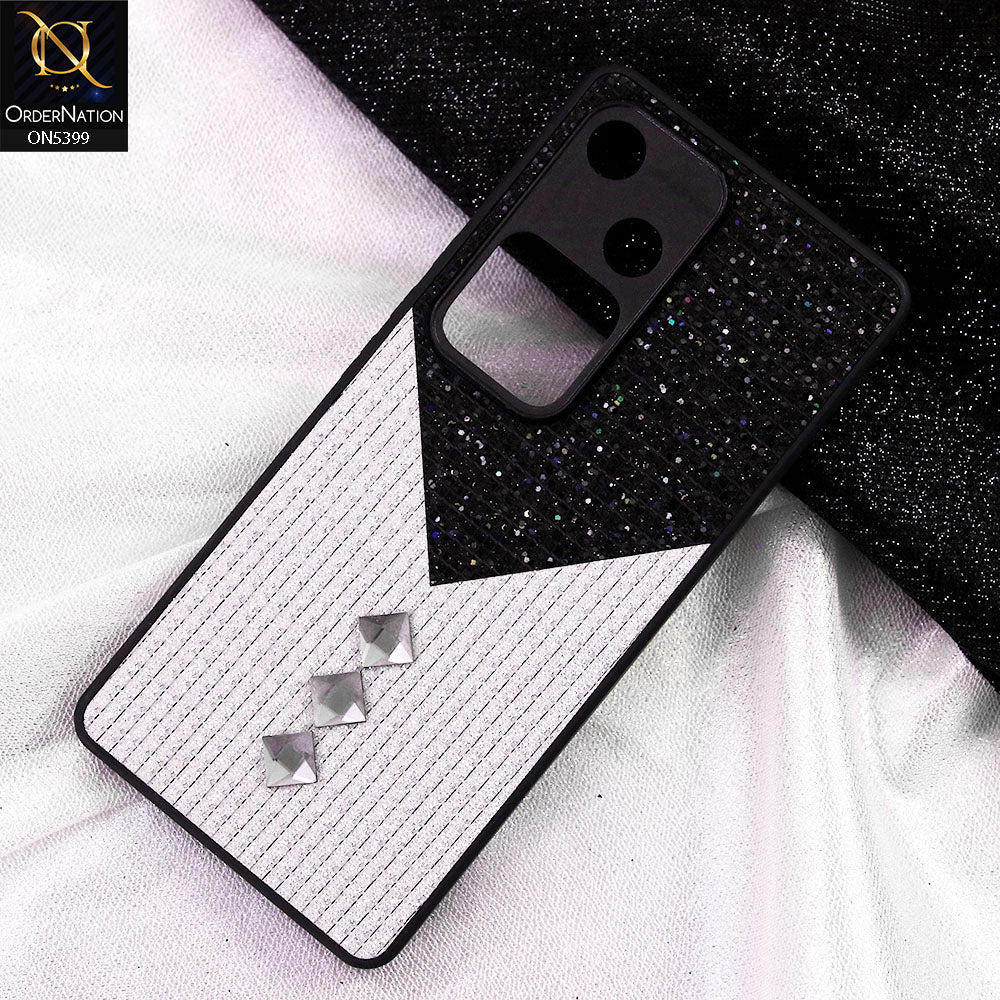 Vivo S18 Cover - Black - Luxury 3D Woven Pattern Shiny Soft Case With Camera Protection