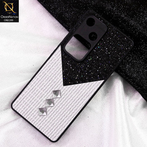 Vivo S18 Cover - Black - Luxury 3D Woven Pattern Shiny Soft Case With Camera Protection