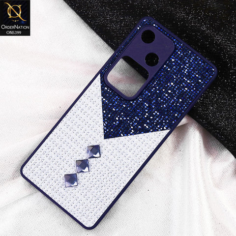 Vivo S18 Cover - Blue - Luxury 3D Woven Pattern Shiny Soft Case With Camera Protection