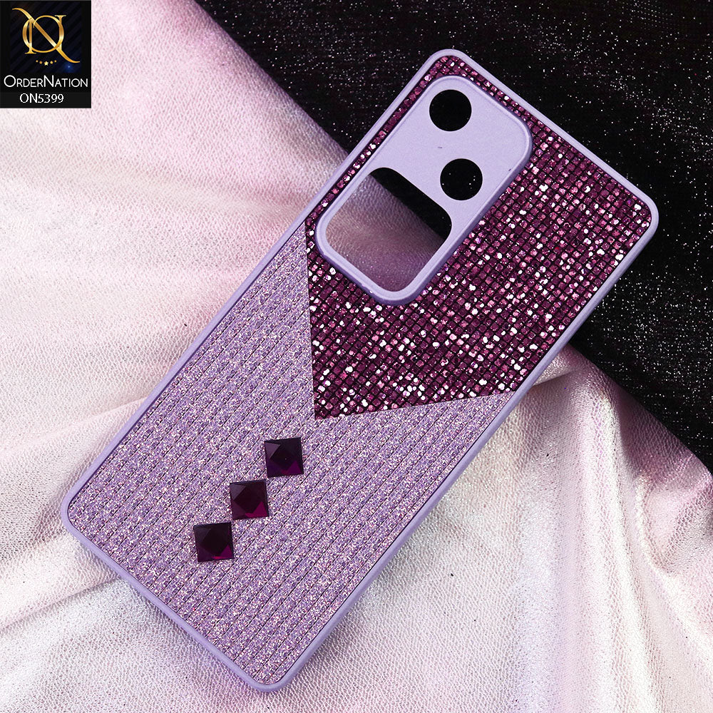 Vivo S18 Cover - Purple - Luxury 3D Woven Pattern Shiny Soft Case With Camera Protection