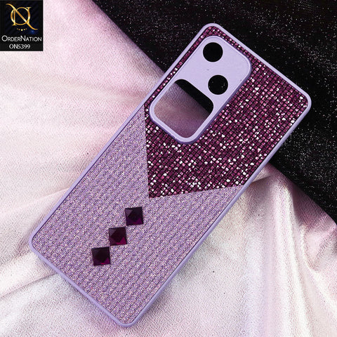Vivo S18 Cover - Purple - Luxury 3D Woven Pattern Shiny Soft Case With Camera Protection
