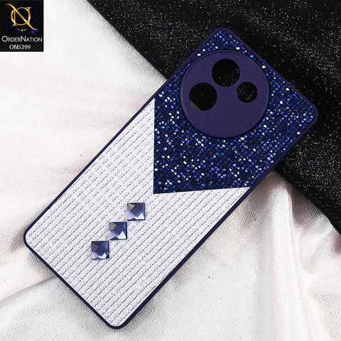 Vivo V30e Cover - Blue - Luxury 3D Woven Pattern Shiny Soft Case With Camera Protection