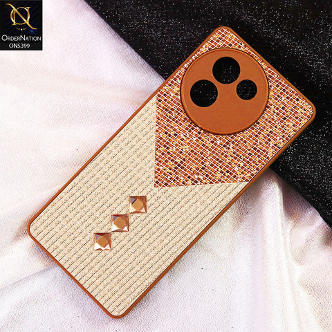 Vivo V30e Cover - Brown - Luxury 3D Woven Pattern Shiny Soft Case With Camera Protection