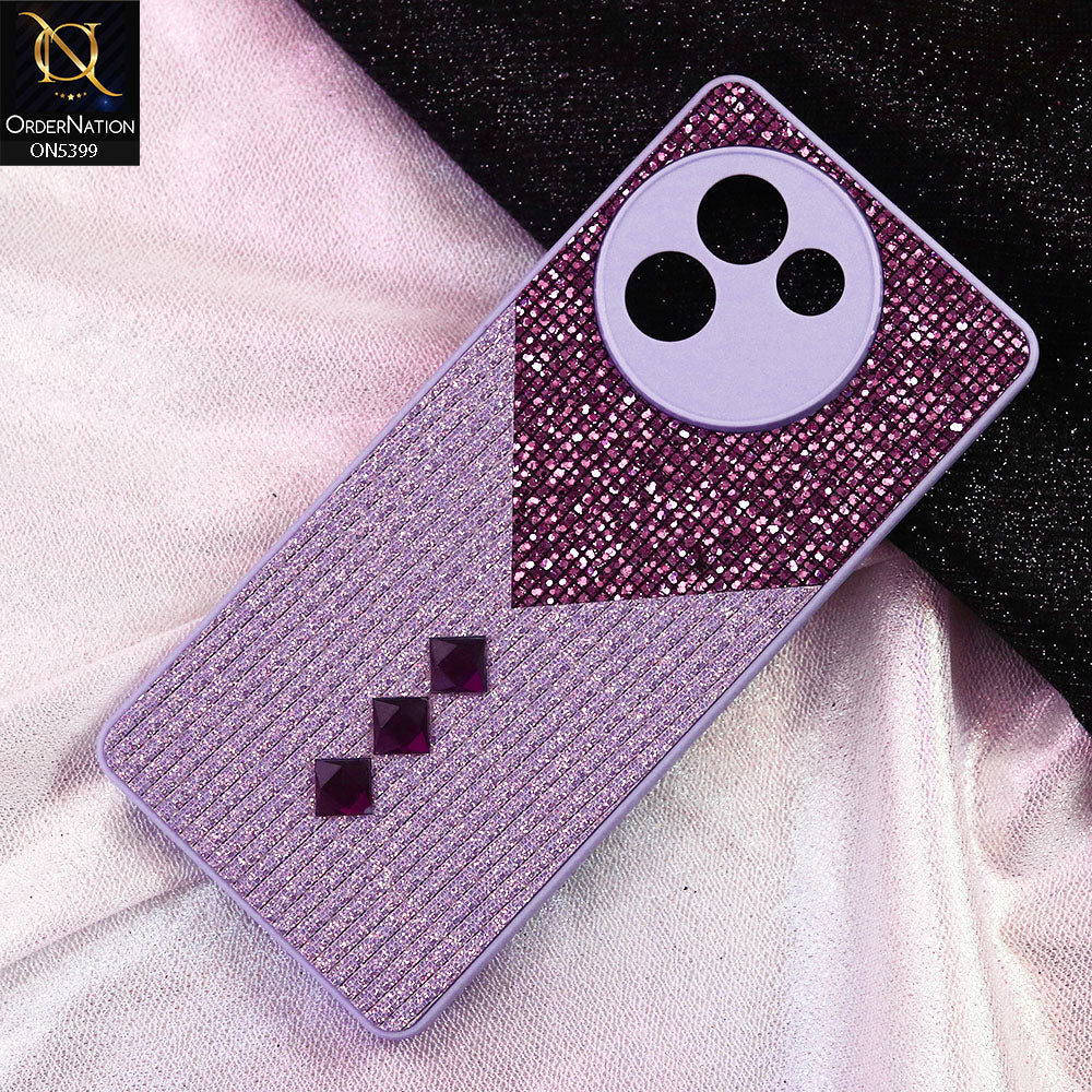 Vivo V30e Cover - Purple - Luxury 3D Woven Pattern Shiny Soft Case With Camera Protection