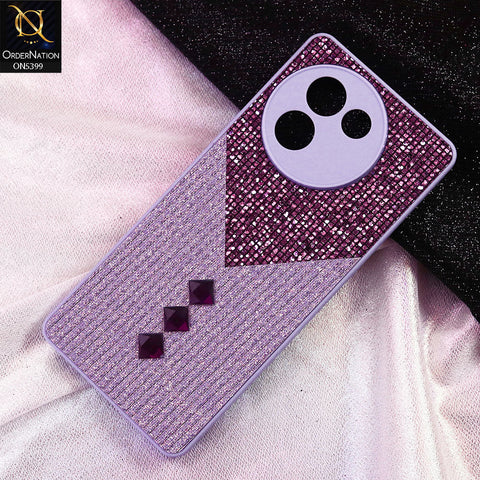 Vivo V30e Cover - Purple - Luxury 3D Woven Pattern Shiny Soft Case With Camera Protection