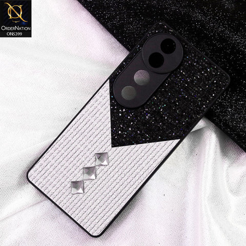 Vivo V40 Cover - Black - Luxury 3D Woven Pattern Shiny Soft Case With Camera Protection