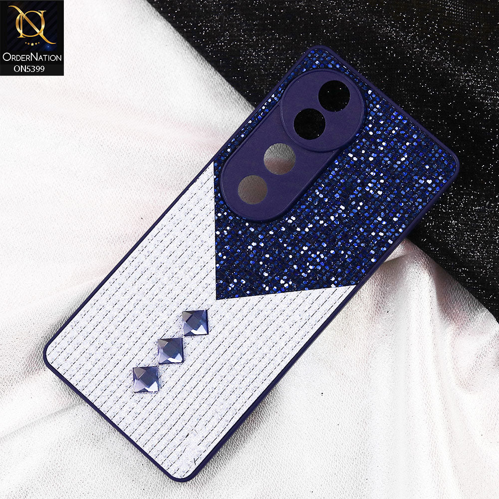 Vivo S19 Cover - Blue - Luxury 3D Woven Pattern Shiny Soft Case With Camera Protection