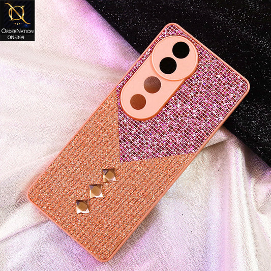 Vivo V40 Cover - Pink - Luxury 3D Woven Pattern Shiny Soft Case With Camera Protection