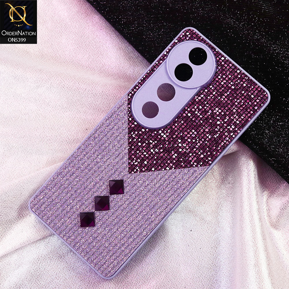 Vivo V40 Cover - Purple - Luxury 3D Woven Pattern Shiny Soft Case With Camera Protection