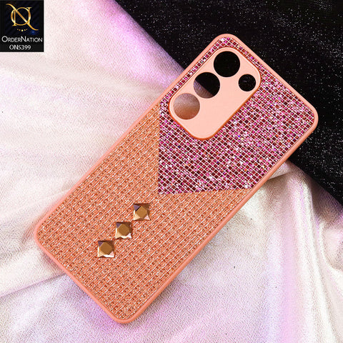 Vivo Y200e Cover - Pink - Luxury 3D Woven Pattern Shiny Soft Case With Camera Protection