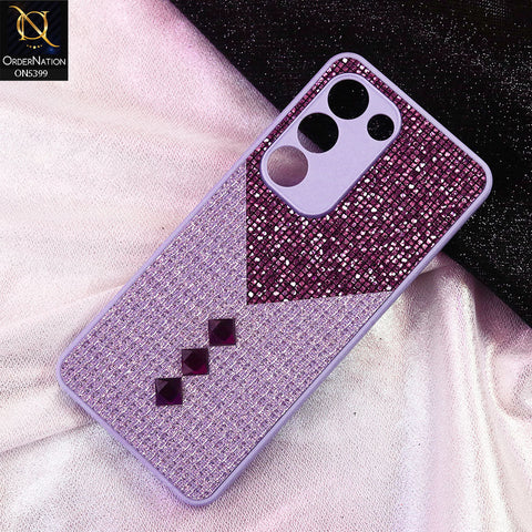 Vivo Y200e Cover - Purple - Luxury 3D Woven Pattern Shiny Soft Case With Camera Protection