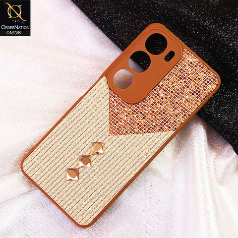 Vivo Y29 5G Cover - Brown - Luxury 3D Woven Pattern Shiny Soft Case With Camera Protection