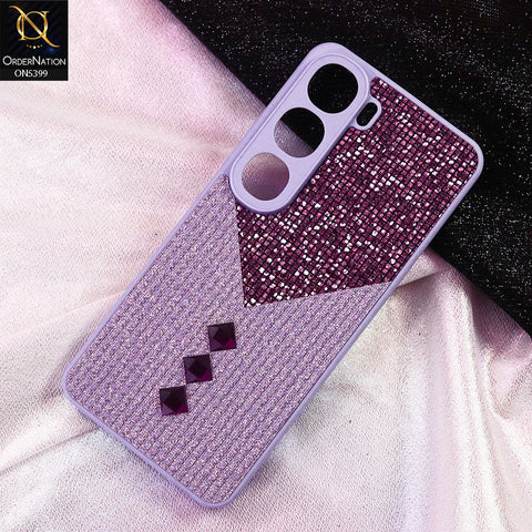 Vivo Y300 Cover - Purple - Luxury 3D Woven Pattern Shiny Soft Case With Camera Protection