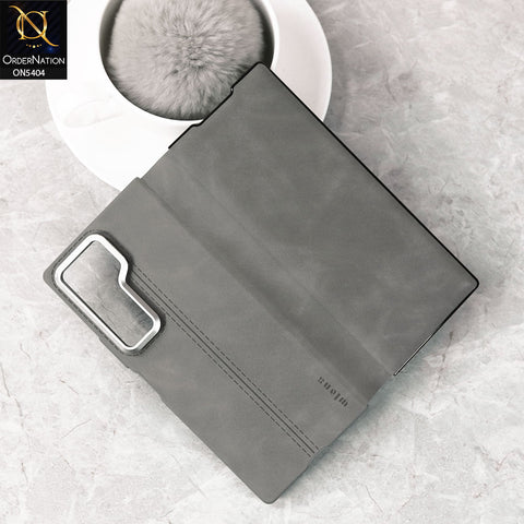 Samsung Galaxy Z Fold 6 5G Cover - Gray -  New  Wlons PU Leather  ShockProof Soft  Flip Case