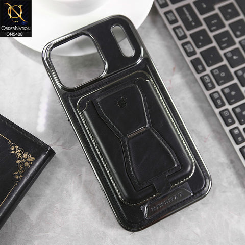 iPhone 17 Pro Max Cover - Black - Rimbmax Premium Leather Protective Case With Portable Folding Bracket Card Holder