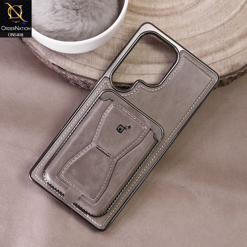 Samsung Galaxy S25 Ultra Cover - Skin - Rimbmax Premium Leather Protective Case With Portable Folding Bracket Card Holder