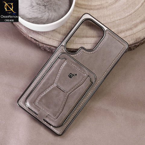Samsung Galaxy S25 Ultra Cover - Skin - Rimbmax Premium Leather Protective Case With Portable Folding Bracket Card Holder