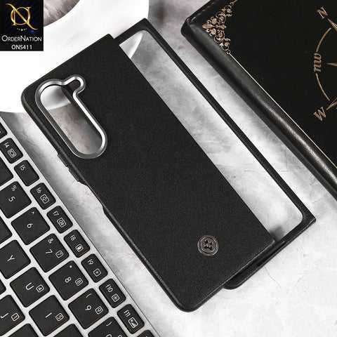 Samsung Galaxy Z Fold 6 5G Cover - Black -  New Leather Texture Style ShockProof Hard Shell Case