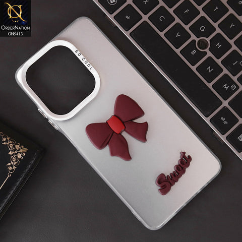 Oppo A3 4G Cover - Red - New Matte Color Gradient Shine With Cute 3D Bow Knot Soft Borders Protective Case