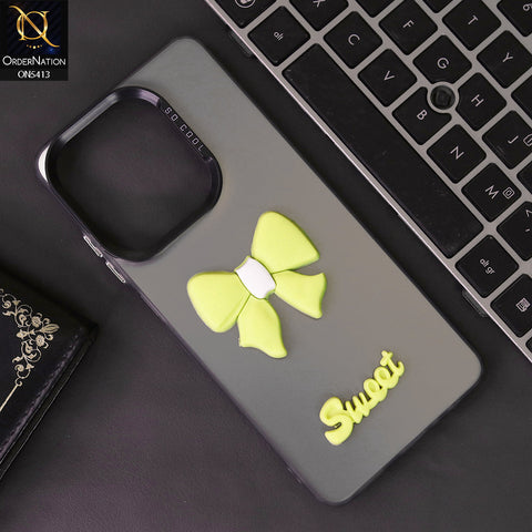 Tecno Camon 20 Cover - Yellow - New Matte Color Gradient Shine With Cute 3D Bow Knot Soft Borders Protective Case