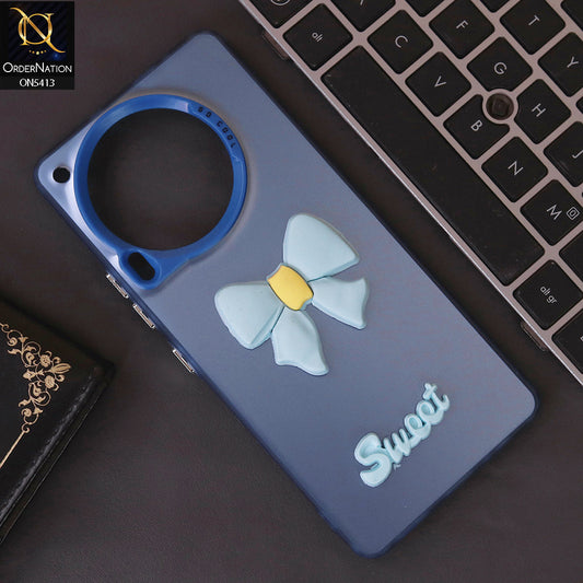 Tecno Camon 30 Cover - Blue - New Matte Color Gradient Shine With Cute 3D Bow Knot Soft Borders Protective Case