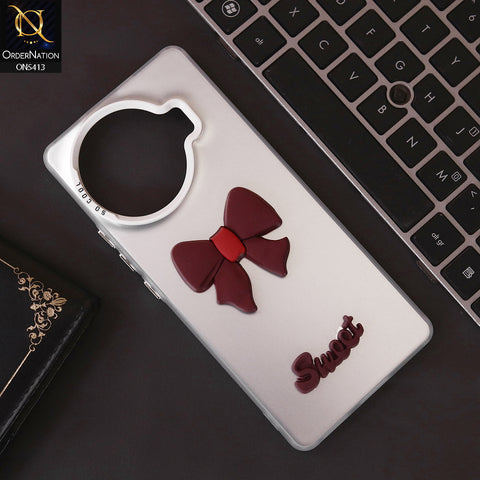 Tecno Spark 20 Pro Plus Cover - Red - New Matte Color Gradient Shine With Cute 3D Bow Knot Soft Borders Protective Case