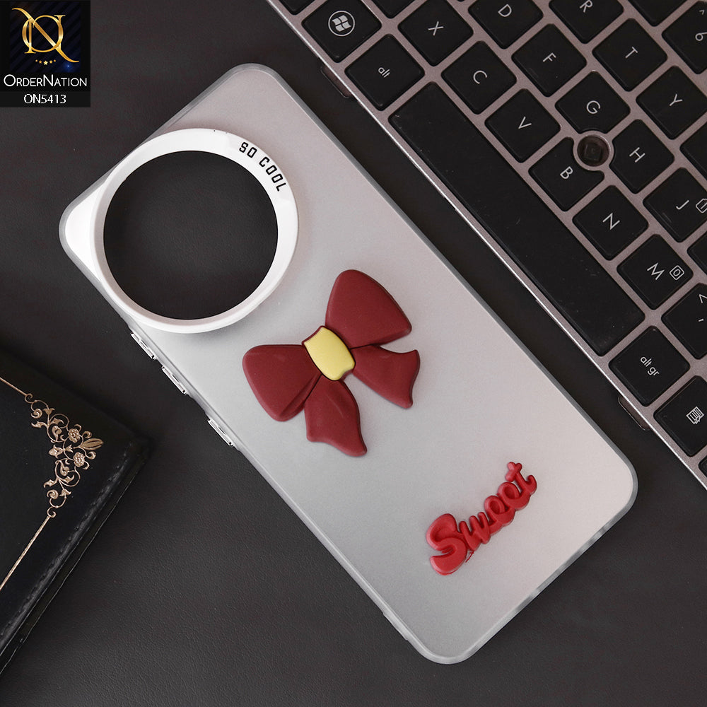 Tecno Spark 30 4G Cover - Red - New Matte Color Gradient Shine With Cute 3D Bow Knot Soft Borders Protective Case