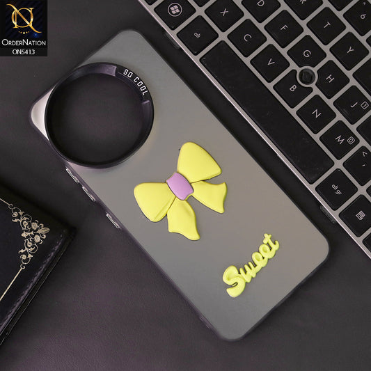 Tecno Spark 30 4G Cover - Yellow - New Matte Color Gradient Shine With Cute 3D Bow Knot Soft Borders Protective Case