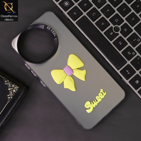 Tecno Spark 30 4G Cover - Yellow - New Matte Color Gradient Shine With Cute 3D Bow Knot Soft Borders Protective Case