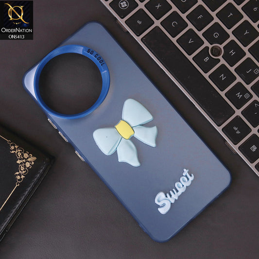 Tecno Spark 30 Pro Cover - Blue - New Matte Color Gradient Shine With Cute 3D Bow Knot Soft Borders Protective Case