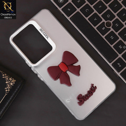 Vivo V29e Cover - Red - New Matte Color Gradient Shine With Cute 3D Bow Knot Soft Borders Protective Case