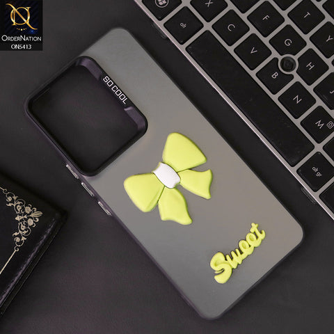 Vivo Y200 Cover - Yellow - New Matte Color Gradient Shine With Cute 3D Bow Knot Soft Borders Protective Case