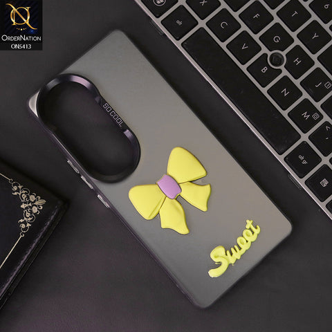 Vivo S19 Cover - Yellow - New Matte Color Gradient Shine With Cute 3D Bow Knot Soft Borders Protective Case