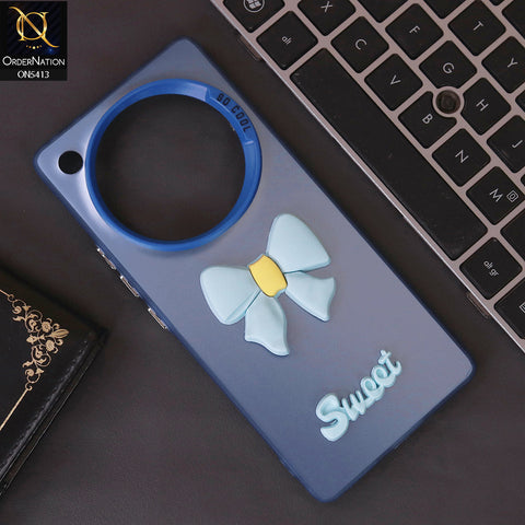 Infinix Zero 40 4G Cover - Blue - New Matte Color Gradient Shine With Cute 3D Bow Knot Soft Borders Protective Case