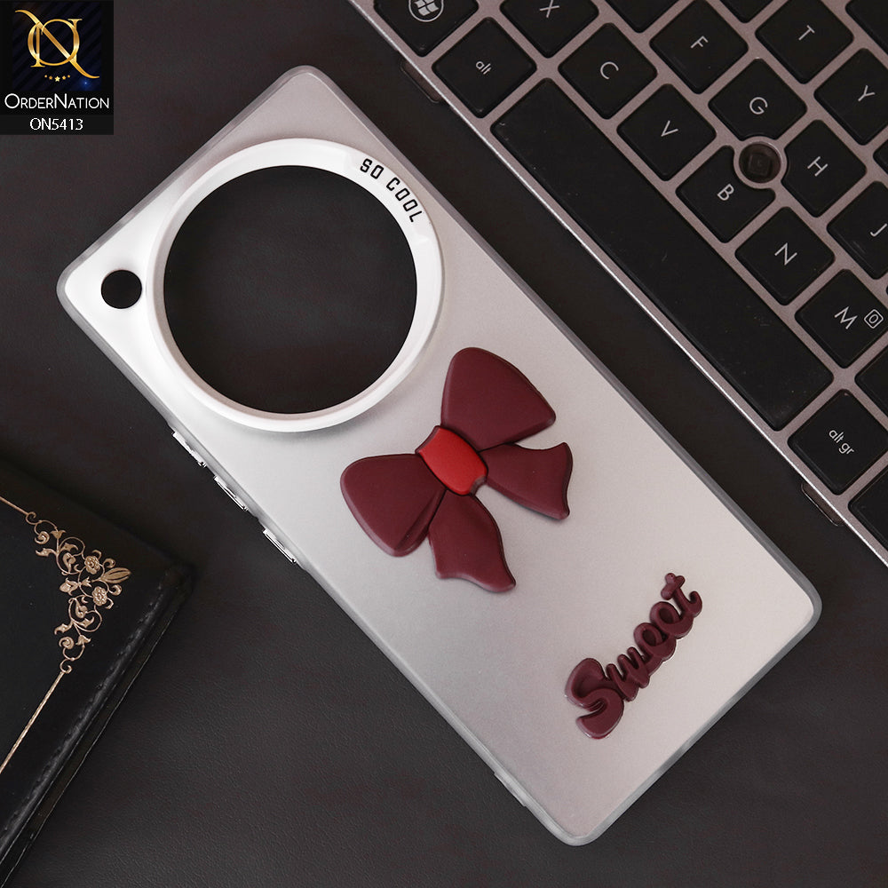 Infinix Zero 40 4G Cover - Red - New Matte Color Gradient Shine With Cute 3D Bow Knot Soft Borders Protective Case