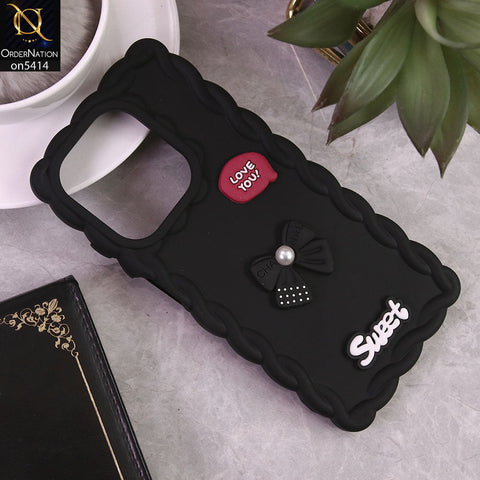 Oppo A40  Cover - Black -Braid Style Borders Sweet Bow Knot Soft Silicone Case