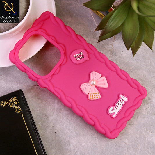 Oppo A40  Cover - Pink -Braid Style Borders Sweet Bow Knot Soft Silicone Case